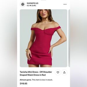 Showpo Off Shoulder Mini Dress in Pink